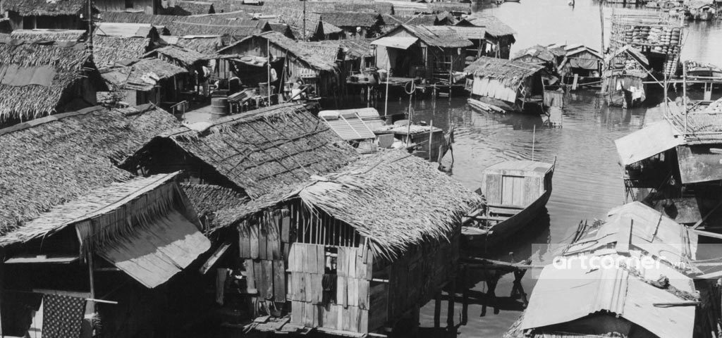 Sài Gòn xưa - A poor village by the river - Xóm nghèo trên sông - Sài Gòn - 1957