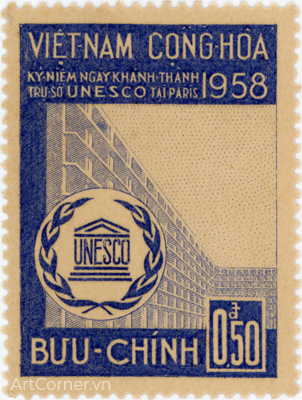 1958-11-03-a-A20-tem-vnch-ky-niem-ngay-khanh-thanh-tru-so-unesco-tai-paris